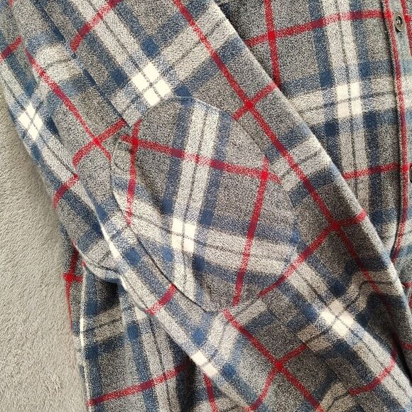 Flag & Anthem Paxton Plaid Hooded Flannel Thermal Lined Shacket Red/Blue/Gray XL - Picture 5 of 12